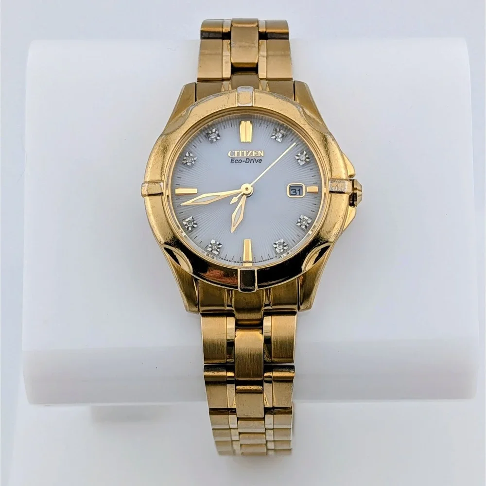 Citizen Silhouette Sport Eco-Drive Diamond Gold-Tone Watch E013-S090300 7.25